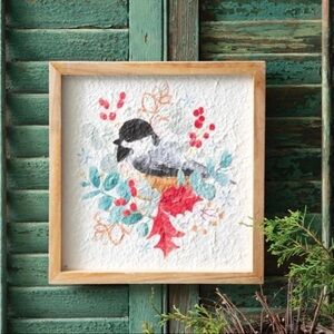 New Holiday Chickadee Framed Art Looks Like Watercolor Painting